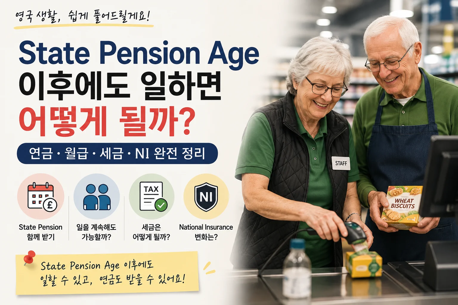 State Pension Age 이후에도 마트에서 일하는 영국의 고령 근로자