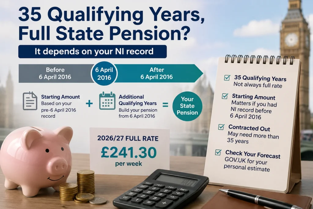 35 qualifying years, starting amount and contracted out records explained
