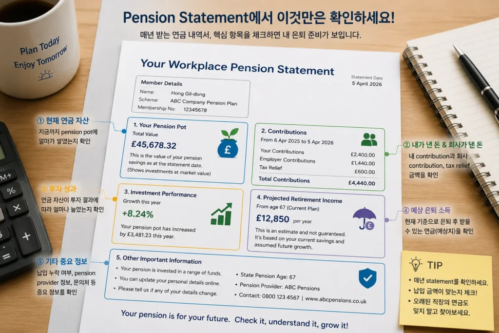 영국 Workplace Pension Statement에서 확인해야 할 주요 항목