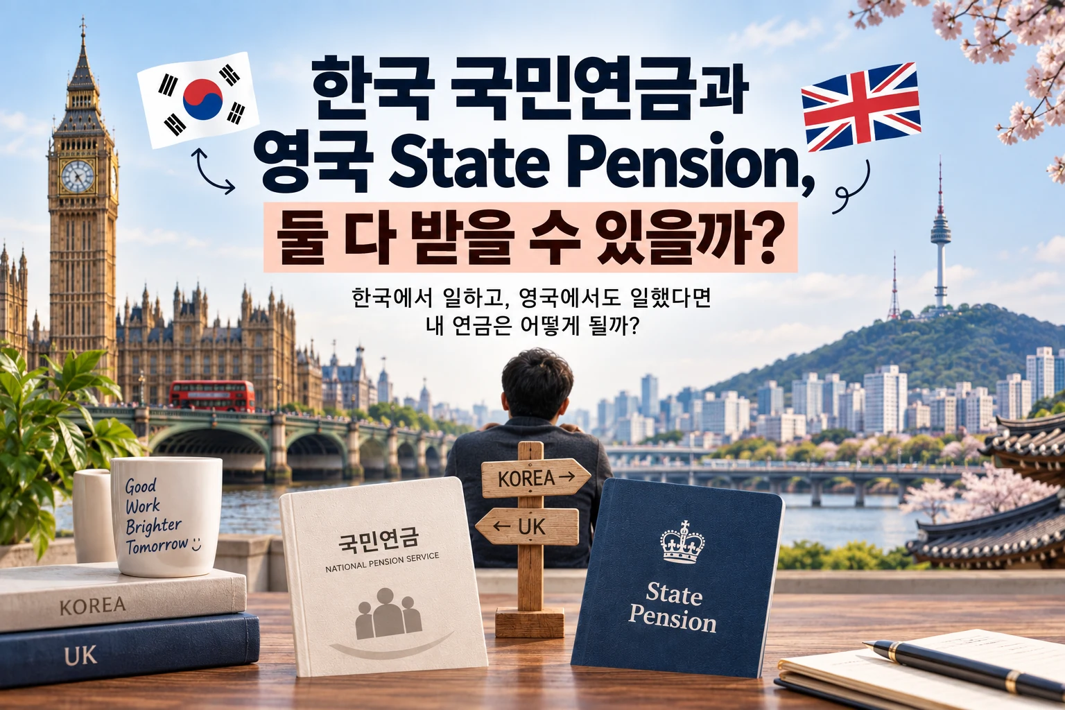 한국 국민연금과 영국 State Pension을 비교하는 모습